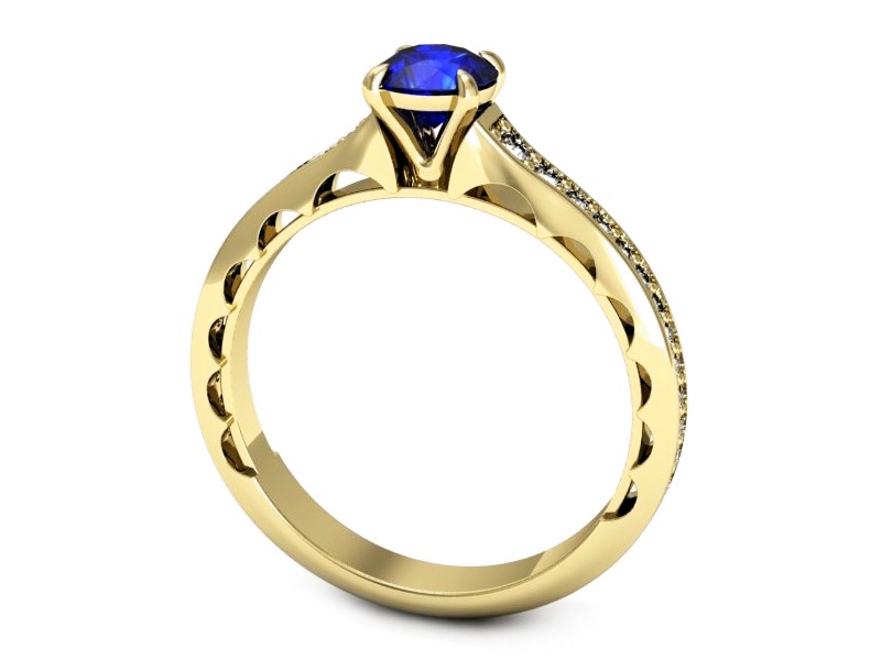 Złoty pierścionek z szafirem i brylantami - p16501zszc — zdjęcie 3
