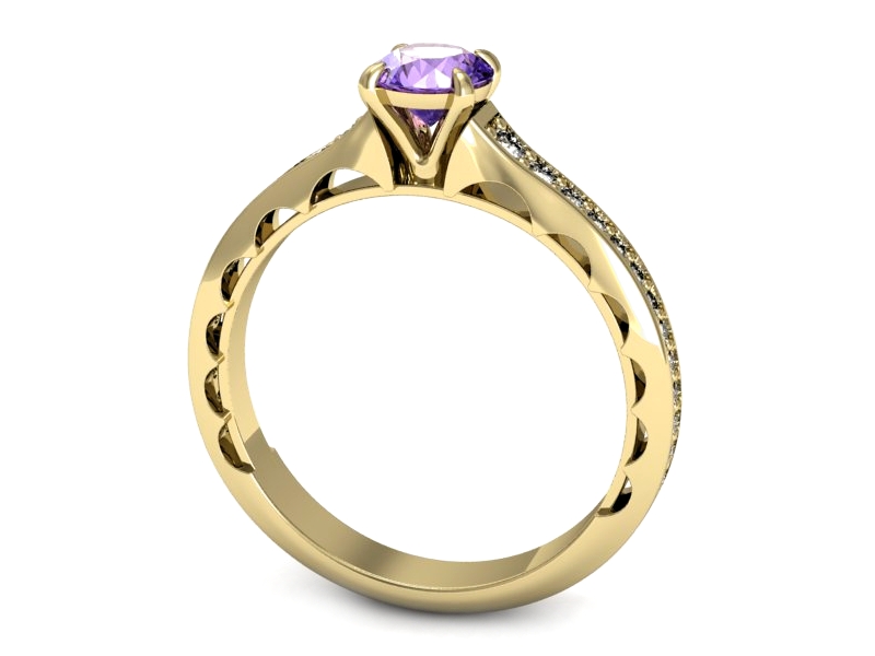 Pierścionek z tanzanitem i brylantami żółte złoto - p16501zt — zdjęcie 3