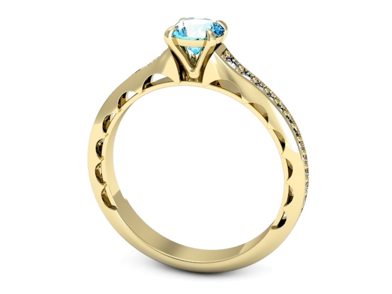 Złoty pierścionek z topazem i brylantami - p16501ztp — zdjęcie 3