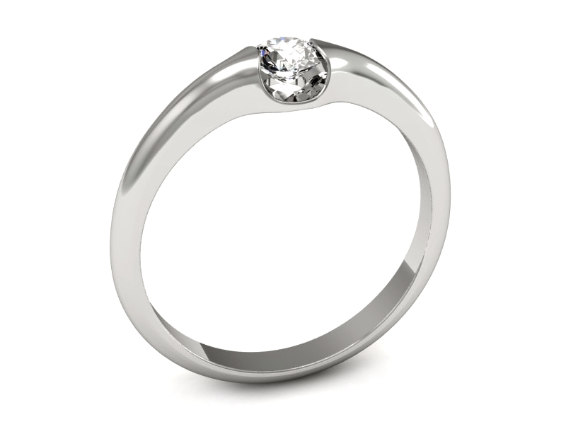 Złoty pierścionek z brylantem białe złoto - p16503b — zdjęcie 3