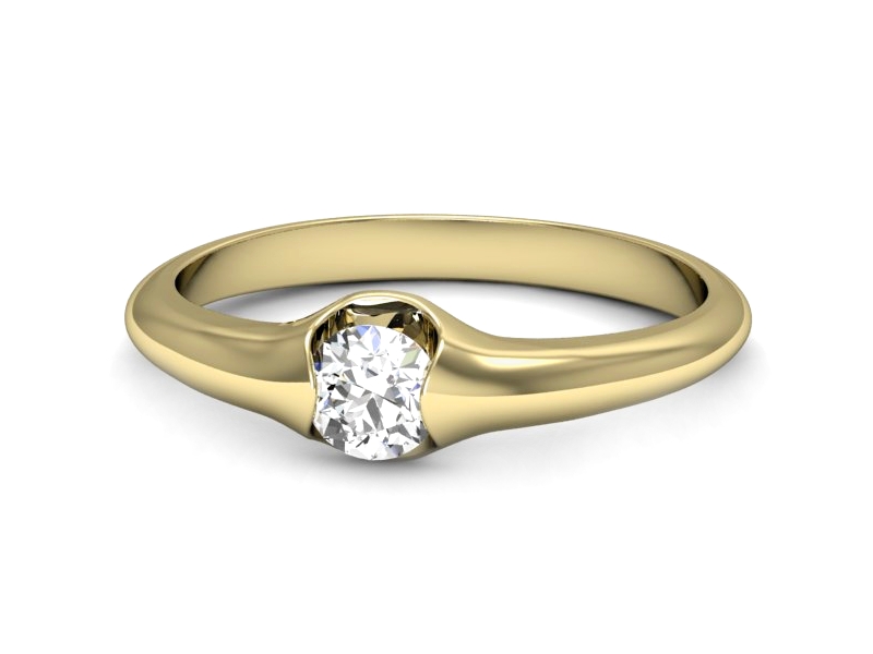 Złoty pierścionek z brylantem żółte złoto - p16503zP — zdjęcie 2