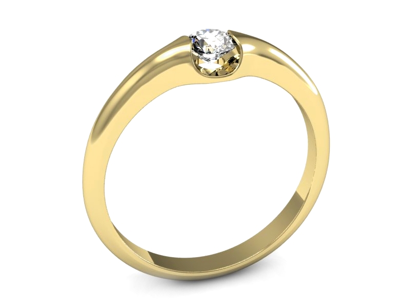 Złoty pierścionek z brylantem żółte złoto - p16503zP — zdjęcie 3