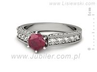Pierścionek z rubinem białe złoto i brylantami proba 585 - p16504br- 2