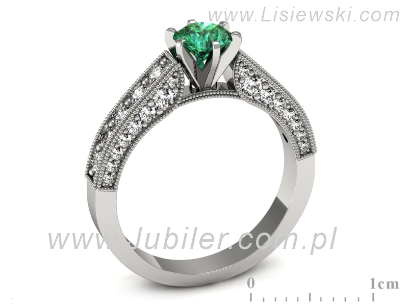 Złoty pierścionek ze szmaragdem i brylantami - p16504bsm — zdjęcie 3