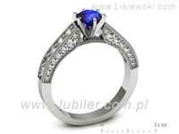 Pierścionek z szafirem i brylantami z białego złota 585 - p16504bszc- 3