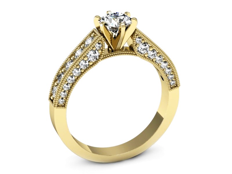 Złoty pierścionek z brylantami żółte złoto - p16504z — zdjęcie 3