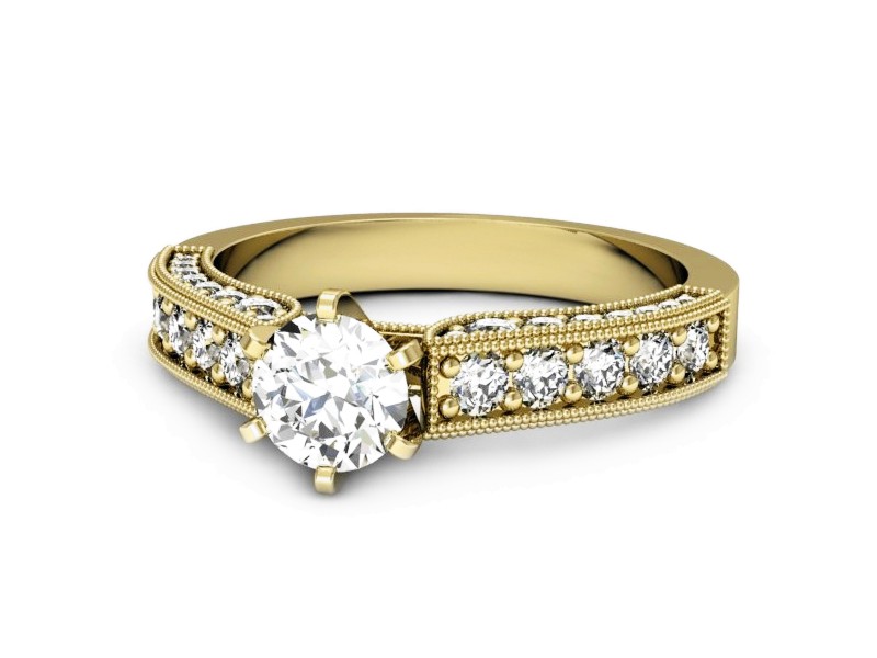 Złoty pierścionek z brylantami żółte złoto - p16504z — zdjęcie 2