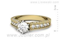 Pierścionek z diamentami żółte i białe złoto próba 585 - p16504zb- 2