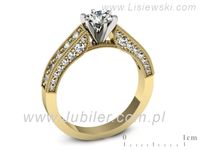Pierścionek z diamentami żółte i białe złoto próba 585 - p16504zb- 3