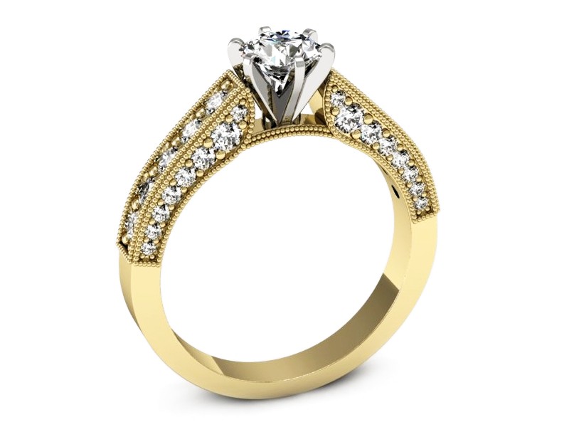 Pierścionek z diamentami żółte i białe złoto - p16504zb — zdjęcie 3