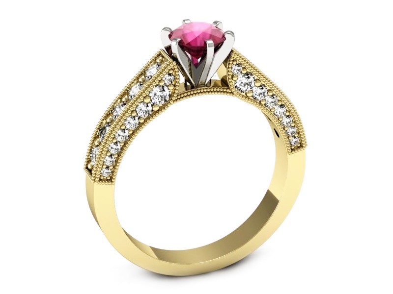 Pierścionek z rubinem i brylantami - p16504zbr — zdjęcie 3