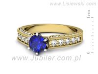 Pierścionek z szafirem i diamentami z żółtego i białego złota - p16504zbszc- 2