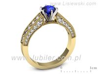 Pierścionek z szafirem i diamentami z żółtego i białego złota - p16504zbszc- 3