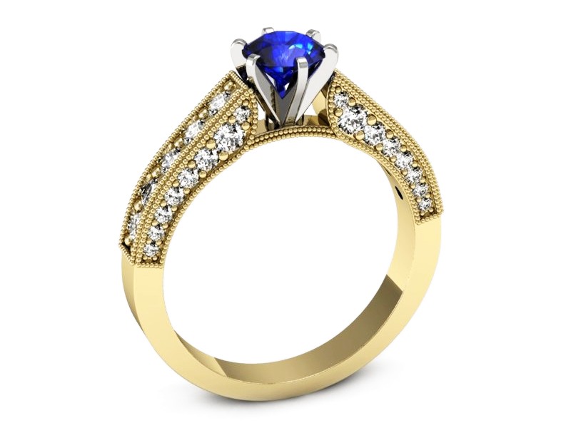 Pierścionek z szafirem i diamentami - p16504zbszc — zdjęcie 3