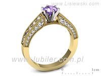 Pierścionek z tanzanitem i brylantami żółte białe złoto 585 - p16504zbt- 3