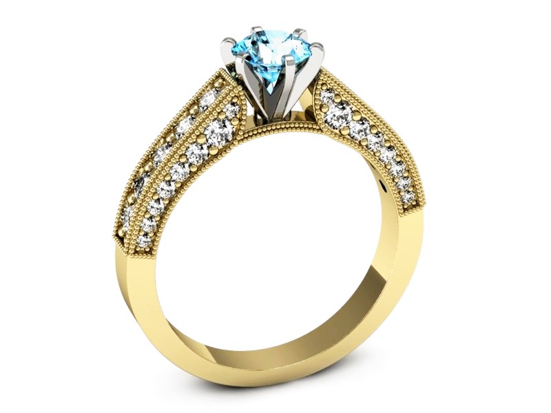 Pierścionek z topazem i brylantami - p16504zbtp — zdjęcie 3