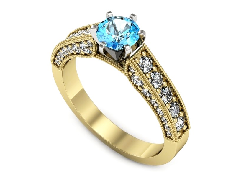 Pierścionek z topazem i brylantami - p16504zbtp