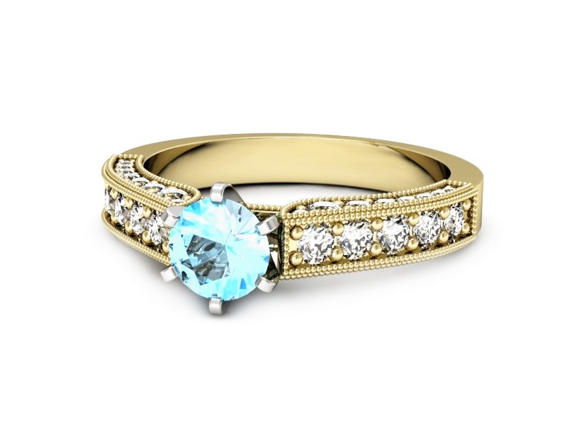 Pierścionek z topazem i brylantami - p16504zbtp — zdjęcie 2