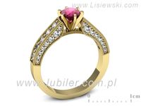 Pierścionek z rubinem i brylantami w żółtym złocie - p16504zr- 3