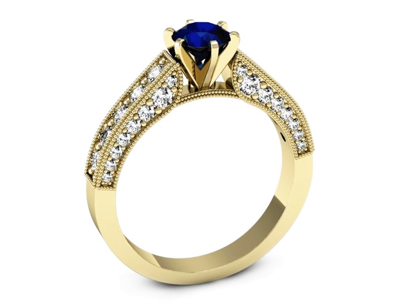 Pierścionek z szafirem i brylantami - p16504zsz — zdjęcie 3