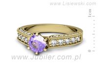 Pierścionek żółte złoto z tanzanitem i brylantami - p16504zt- 2