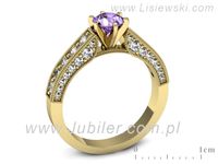 Pierścionek żółte złoto z tanzanitem i brylantami - p16504zt- 3