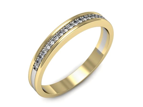 Pierścionek z diamentami żółte i białe złoto próba 585 - p16506zb- 1