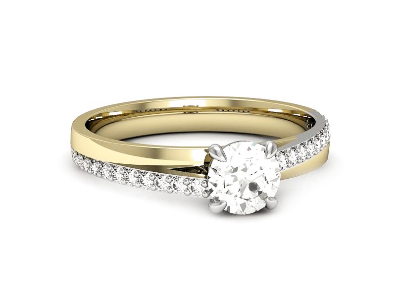 Pierścionek żółte i białe złota z cyrkoniami - p16507zb — zdjęcie 3