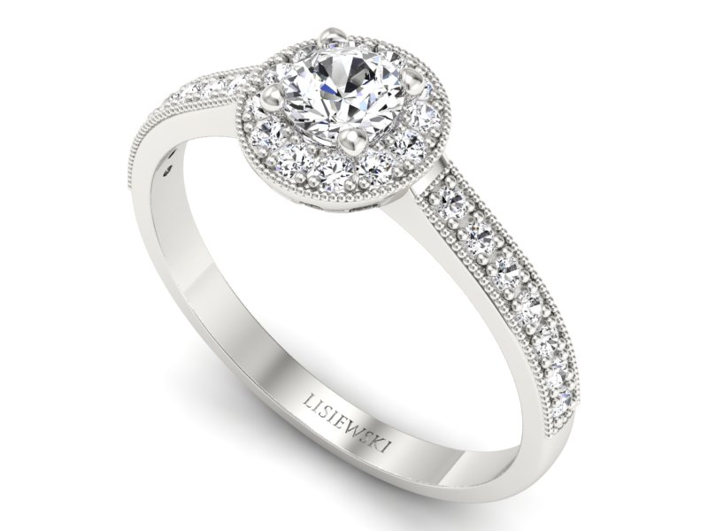 Złoty pierścionek z brylantami białe złoto - p16509b — zdjęcie 3