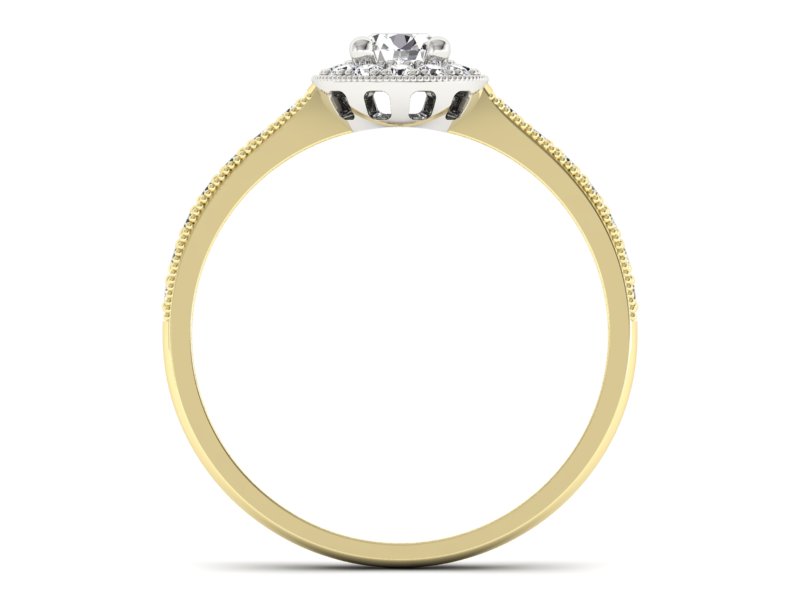 Pierścionek z brylantami żółte białe złoto - p16509zb — zdjęcie 2