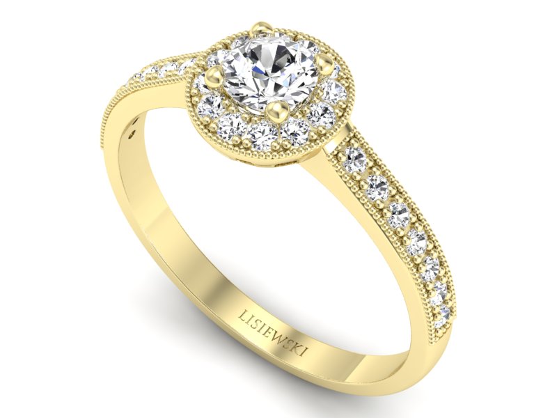 Złoty pierścionek z brylantami żółte złoto - p16509zP — zdjęcie 3