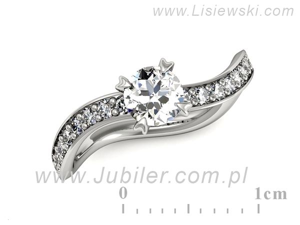Złoty Pierścionek z brylantami złoto próby 585 białe złoto - p16511b- 1