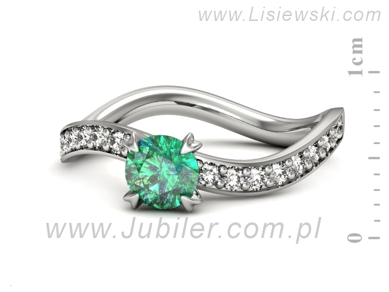 Złoty pierścionek ze szmaragdem i brylantami - p16511bsm — zdjęcie 2