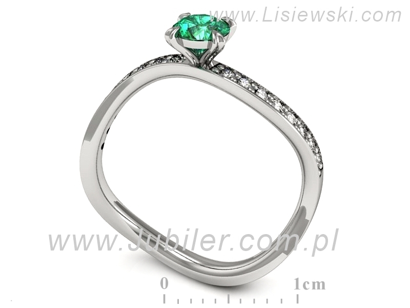 Złoty pierścionek ze szmaragdem i brylantami - p16511bsm — zdjęcie 3