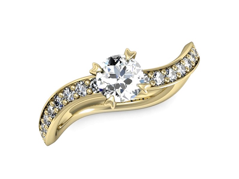 Złoty pierścionek z brylantami żółte złoto - p16511z