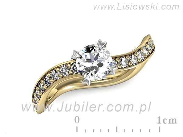 Pierścionek z diamentami żółte i białe złoto próba 585 - p16511zb- 1