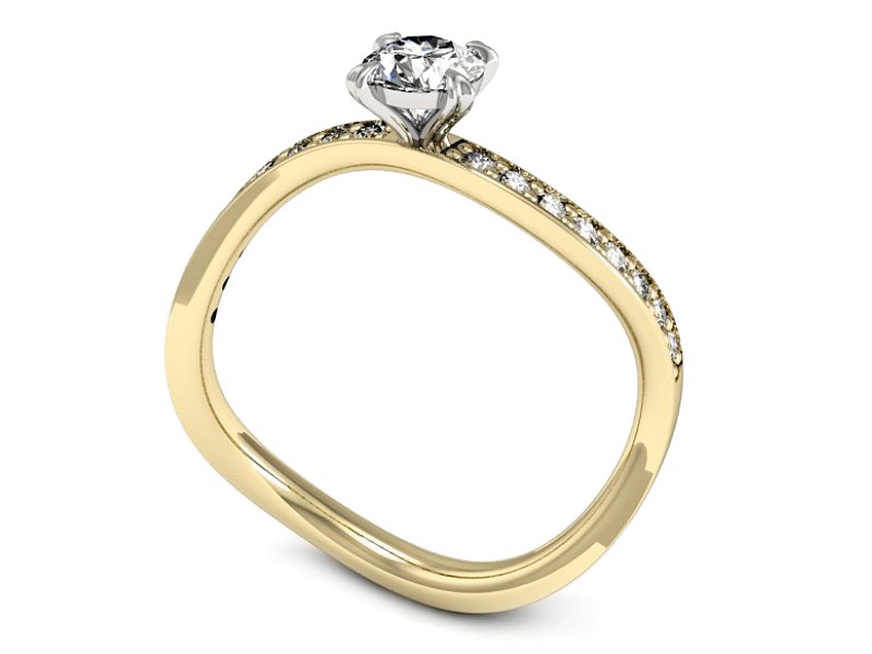 Pierścionek z diamentami żółte i białe złoto - p16511zb — zdjęcie 3