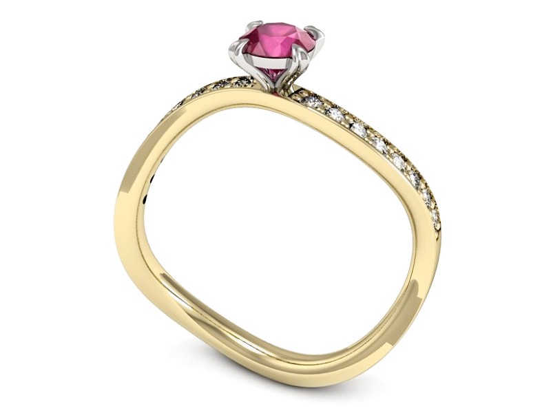 Pierścionek z rubinem i diamentami - p16511zbr — zdjęcie 3