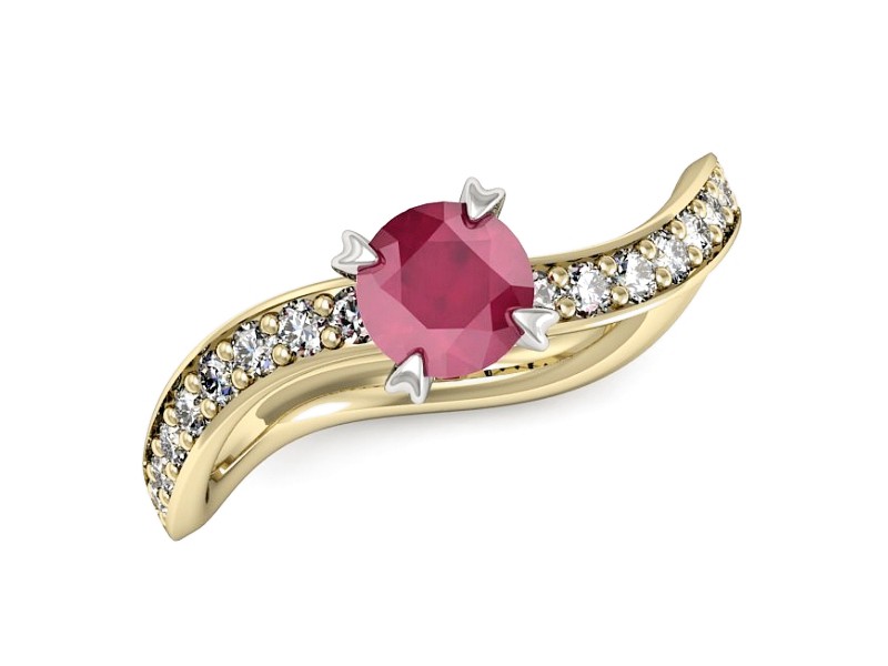 Pierścionek z rubinem i diamentami - p16511zbr