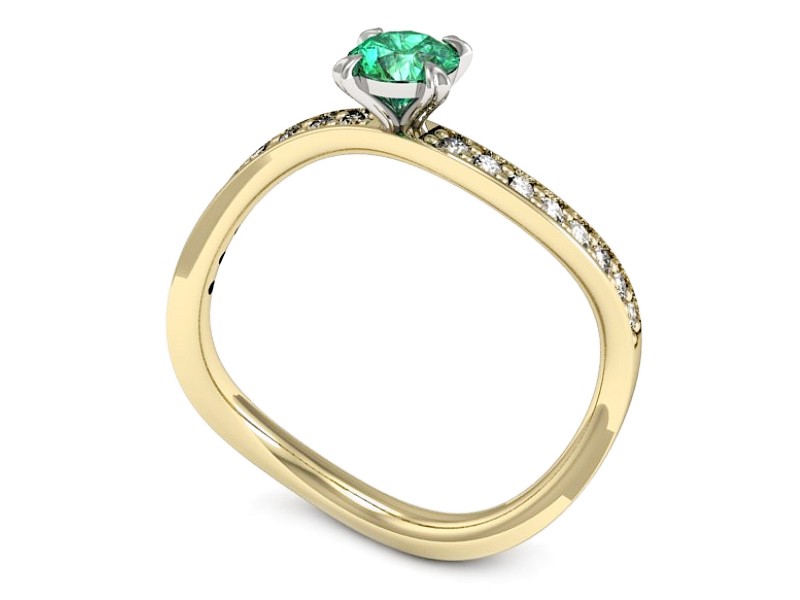 Złoty pierścionek ze szmaragdem i brylantami - p16511zbsm — zdjęcie 3