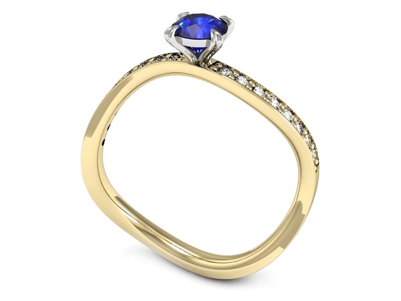 Pierścionek z szafirem i diamentami - p16511zbszc — zdjęcie 3