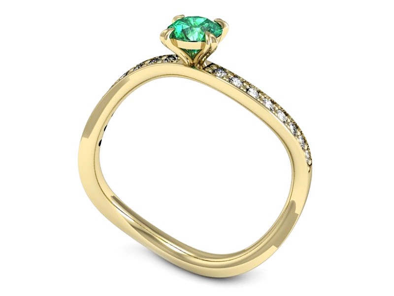 Złoty pierścionek ze szmaragdem i brylantami - p16511zsm — zdjęcie 3