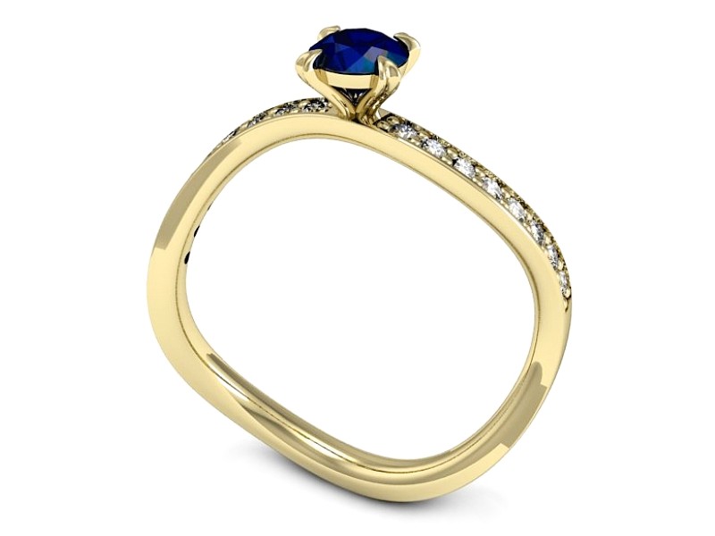 Pierścionek z szafirem i brylantami - p16511zsz — zdjęcie 3