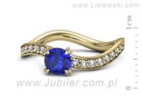 Złoty Pierścionek z szafirem i brylantami w złocie - p16511zszc- 2