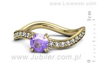 Pierścionek z tanzanitem i brylantami żółte złoto - p16511zt- 2