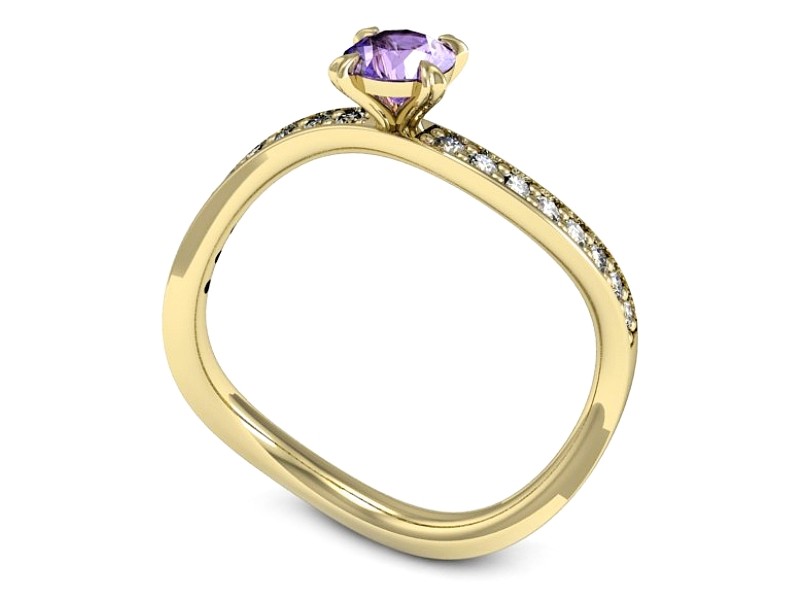 Pierścionek z tanzanitem i brylantami żółte złoto - p16511zt — zdjęcie 3