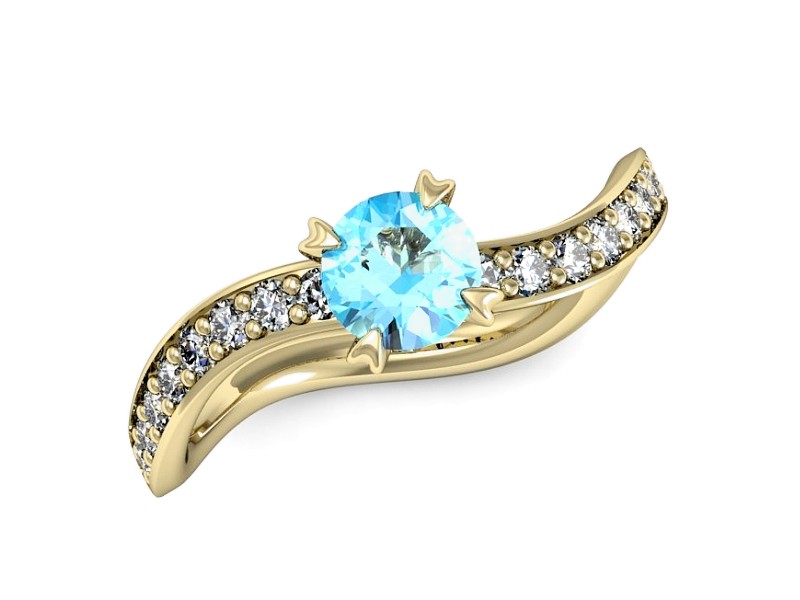 Złoty pierścionek z topazem i brylantami - p16511ztp