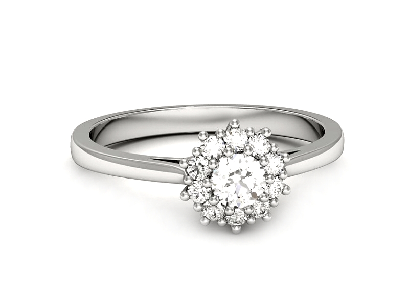 Złoty pierścionek z brylantami białe złoto - p16513b — zdjęcie 2