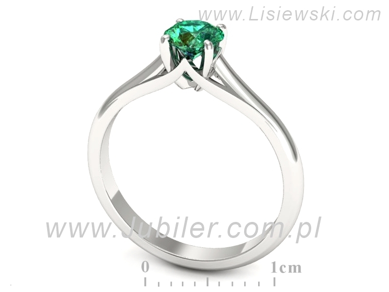 Złoty pierścionek ze szmaragdem białe złoto - p16515bsm — zdjęcie 3