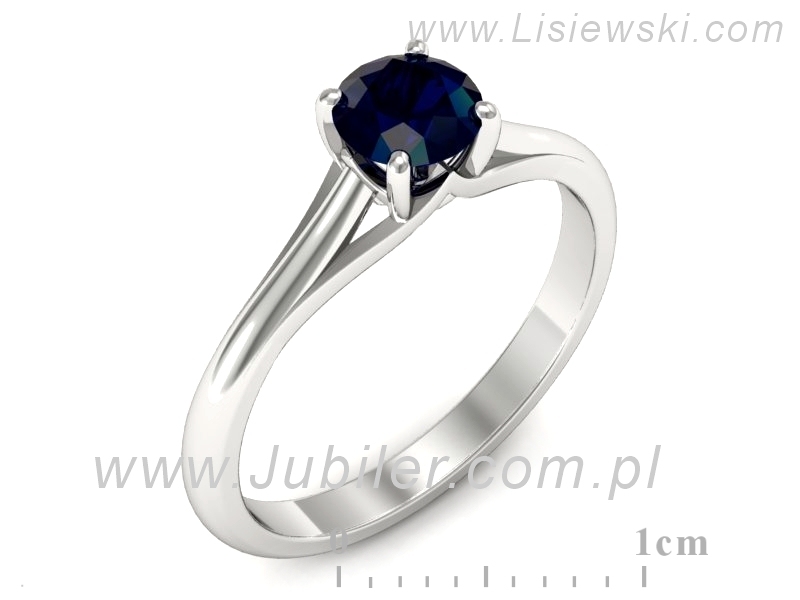 Złoty pierścionek z szafirem białe złoto - p16515bsz